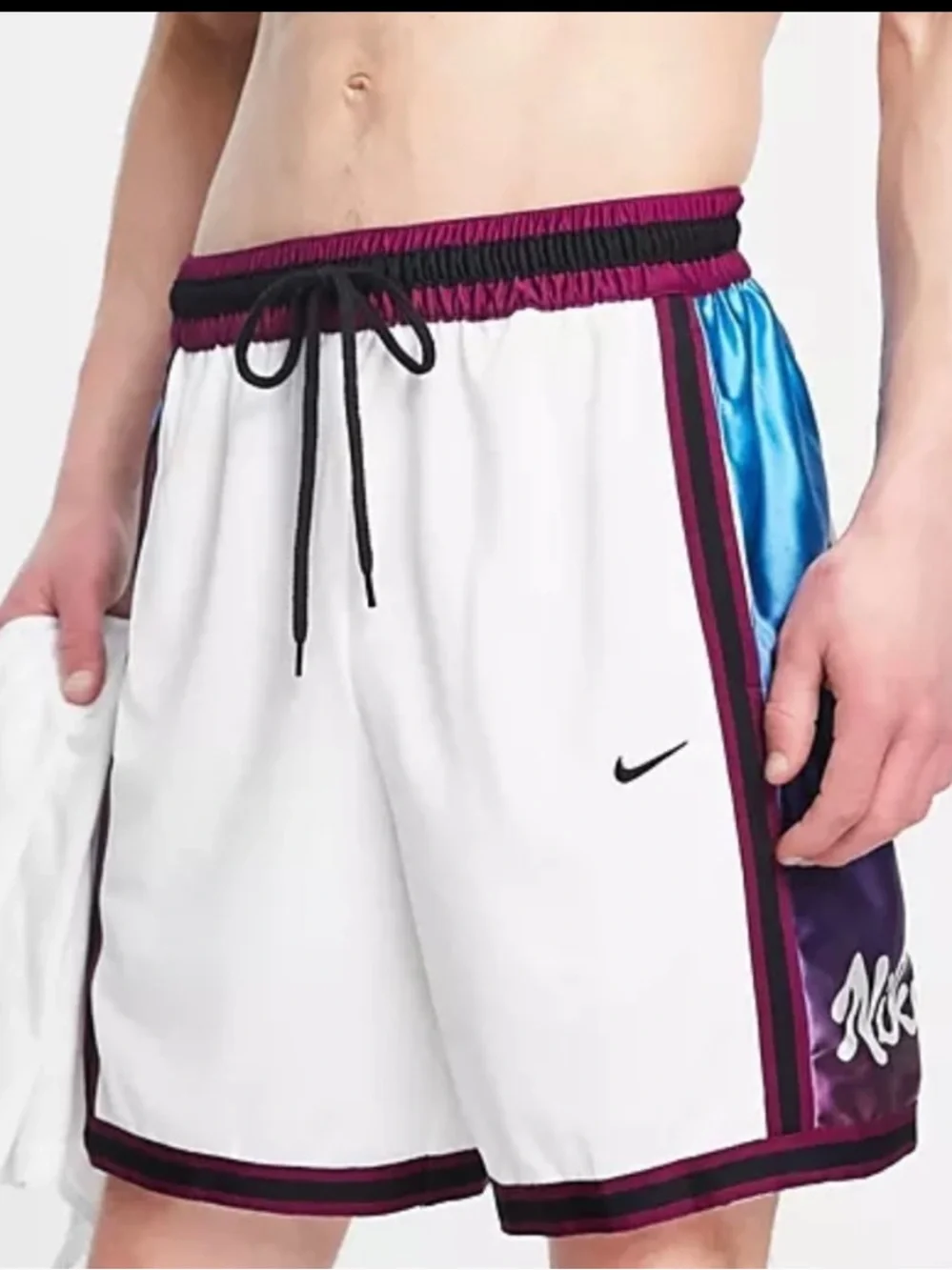 New Men's Nike Dri-Fit DNA+ White Basketball Shorts Loose Fit Size Large